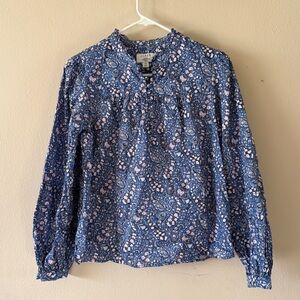 J. Crew Button-front ruffleneck popover in Liberty Bourton Bloom fabric size XS